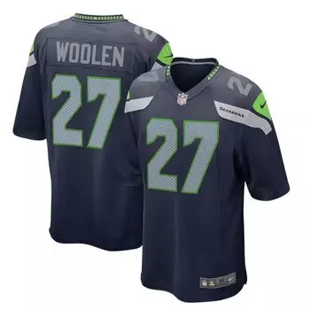 Мужское шерстяное джерси Nike Seattle Seahawks Tariq № 27 темно-синего игрового цвета