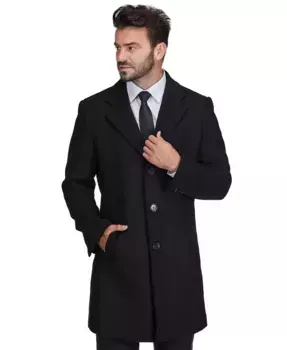 Мужское шерстяное пальто Walker Car Coat с отложным воротником Braveman, черный