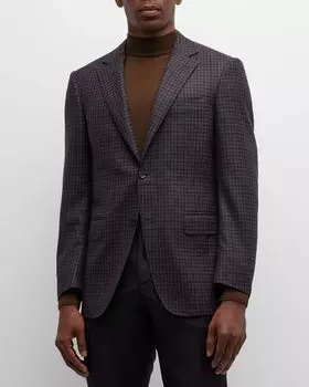 Мужское шерстяное спортивное пальто в клетку Canali, цвет Grey