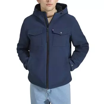 Мужское штормовое пальто с капюшоном и стеганой подкладкой Levi's Soft Shell, цвет Midnight