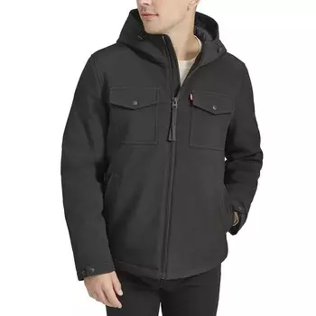Мужское штормовое пальто с капюшоном и стеганой подкладкой Levi's Soft Shell, черный