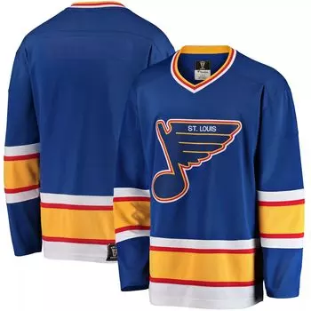 Мужское синее фирменное джерси St. Louis Blues Premier Breakaway Heritage Blank Fanatics