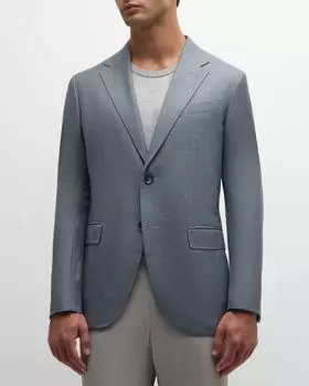 Мужское спортивное пальто из саржи из смеси кашемира ZEGNA, цвет Bright Blue Solid