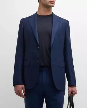 Мужское спортивное пальто из шерсти 15milmil15 в клетку ZEGNA, цвет Blue Navy Check