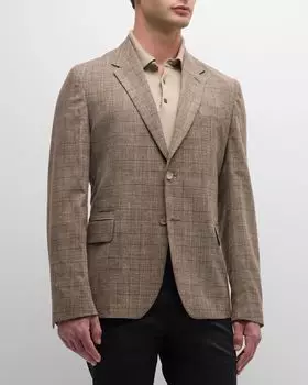 Мужское спортивное пальто с двумя пуговицами в клетку Glen Check Paul Smith, цвет Brown