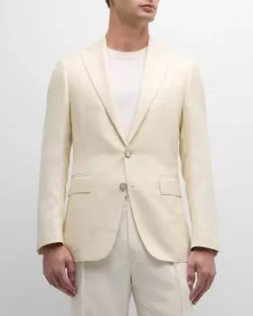 Мужское спортивное пальто с горизонтальными крапинками Canali, цвет White