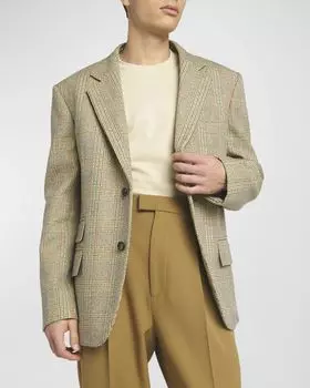 Мужское спортивное пальто с искаженным рисунком принца Уэльского Bottega Veneta, цвет Grey