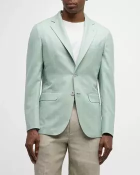 Мужское спортивное пальто с узором «елочка» на двух пуговицах Brioni, цвет Aqua