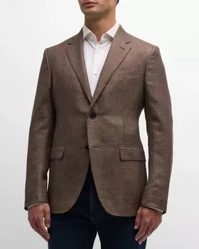 Мужское спортивное пальто в клетку из смесового кашемира ZEGNA, цвет Medium Brown Check