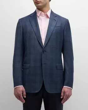 Мужское спортивное пальто в клетку с оконным стеклом Giorgio Armani, цвет Dark Grey