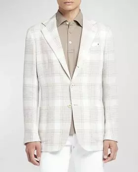 Мужское спортивное пальто в крупную клетку Kiton, цвет Gray