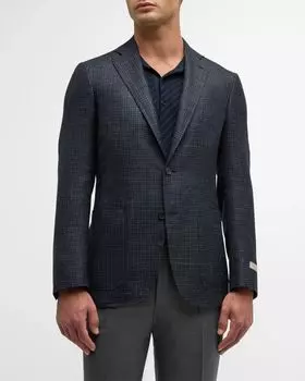 Мужское спортивное пальто в мелкую клетку Canali, цвет Navy