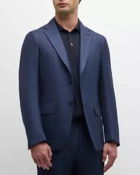 Мужское спортивное пальто в тональную клетку в клетку от кутюр ZEGNA, цвет Blue Navy Check
