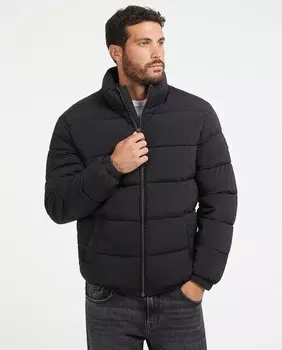Мужское стеганое пальто с высоким воротником Guess, черный