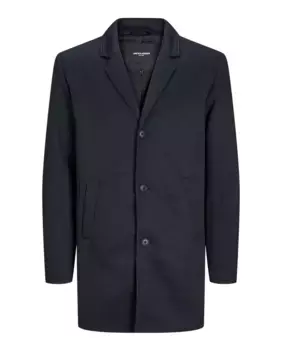 Мужское тканевое пальто с застежкой на пуговицы и лацканами Jack & Jones, темно-синий
