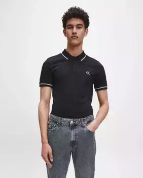Мужское тонкое черное пике-поло Calvin Klein Jeans, черный