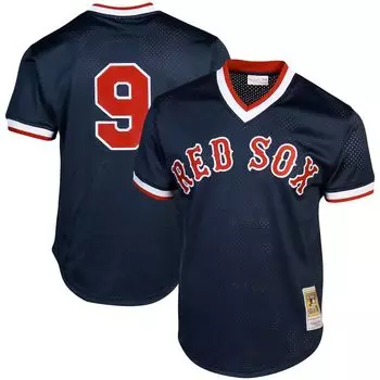 Мужское тренировочное джерси Mitchell & Ness Ted Williams Navy Boston Red Sox Cooperstown Collection Big & Tall Mesh Batting