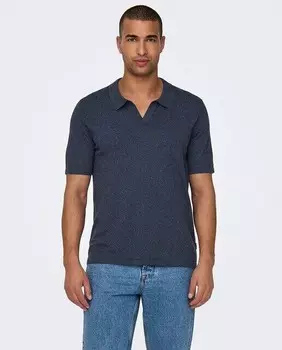 Мужское трикотажное поло с короткими рукавами Only & Sons, темно-синий