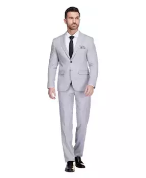 Мужской 2-х предметный эластичный костюм Slim-Fit Gino Vitale, серый