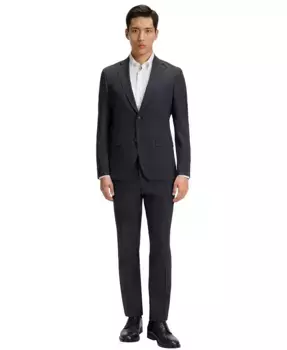 Мужской эластичный костюм приталенного кроя из моющейся ткани с микроузором Hugo Boss, синий