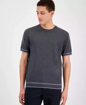 Мужской элегантный короткий рукав, фактурный свитер Alfani, серый