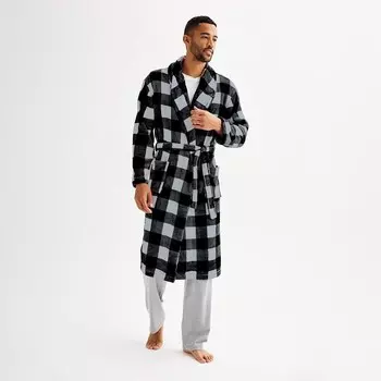 Мужской банный халат Sonoma Goods For Life, цвет Grey Buffalo Check