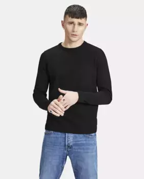 Мужской базовый свитер с круглым вырезом Jack & Jones, черный