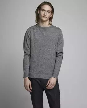 Мужской базовый свитер с круглым вырезом Jack & Jones, темно-серый