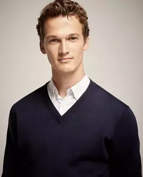 Мужской базовый свитер с V-образным вырезом Emidio Tucci, синий