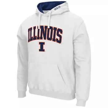 Мужской белый пуловер с капюшоном Illinois Fighting Illini Arch & Logo 3.0 Colosseum