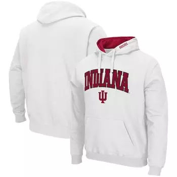 Мужской белый пуловер с капюшоном Indiana Hoosiers Arch & Logo 3.0 Colosseum