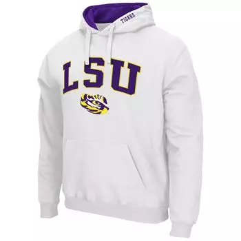 Мужской белый пуловер с капюшоном LSU Tigers Arch & Logo 3.0 Colosseum