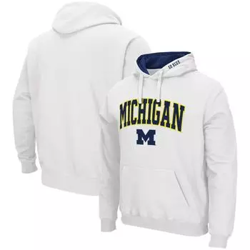 Мужской белый пуловер с капюшоном Michigan Wolverines Arch & Logo 3.0 Colosseum