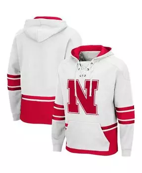 Мужской белый пуловер с капюшоном Nebraska Huskers на шнуровке 3.0 Colosseum