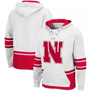 Мужской белый пуловер с капюшоном Nebraska Huskers на шнуровке 3.0 Colosseum