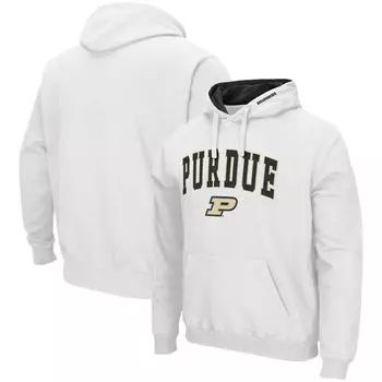 Мужской белый пуловер с капюшоном Purdue Boilermakers Arch & Logo 3.0 Colosseum