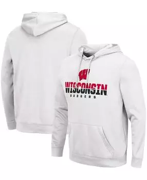 Мужской белый пуловер с капюшоном Wisconsin Badgers Lantern Colosseum