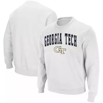 Мужской белый саржевый пуловер Georgia Tech Yellow Jackets Arch & Logo Tackle Толстовка Colosseum