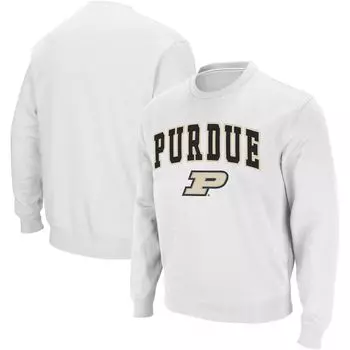 Мужской белый свитшот с круглым вырезом Purdue Boilermakers Arch & Logo Colosseum