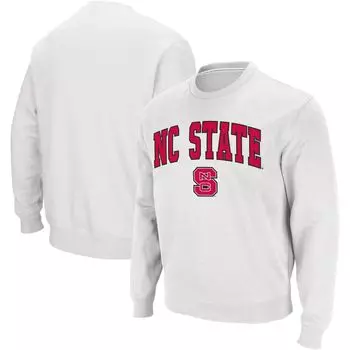 Мужской белый свитшот с круглым вырезом с логотипом и аркой NC State Wolfpack Colosseum