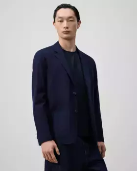 Мужской блейзер из хлопка с каркасом и отложным воротником Adolfo Dominguez, синий