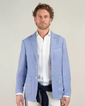 Мужской блейзер облегающего кроя из окрашенного в готовом виде льна El Ganso, голубой
