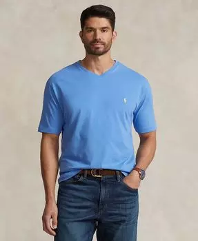 Мужской большой & Футболка из джерси с V-образным вырезом Polo Ralph Lauren, синий