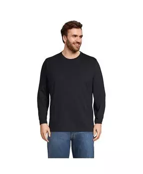 Мужской большой & Футболка с длинными рукавами Tall Super-T Lands' End, черный