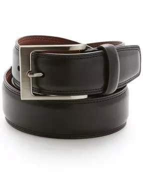 Мужской большой и высокий кожаный ремень из натуральной кожи Perry Ellis Portfolio, черный