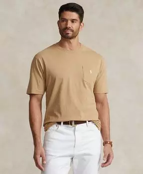 Мужской большой & Высокая футболка с круглым вырезом Polo Ralph Lauren, тан/бежевый