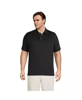 Мужской большой & Высокая рубашка-поло Supima с короткими рукавами Lands' End, черный