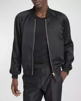 Мужской бомбер из вискозы кади TOM FORD, цвет Black