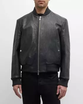 Мужской бомбер из зерненой кожи Burberry, цвет Onyx
