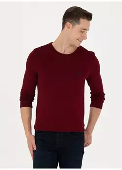 Мужской бордово-красный мужской свитер с круглым вырезом U.S. Polo Assn.